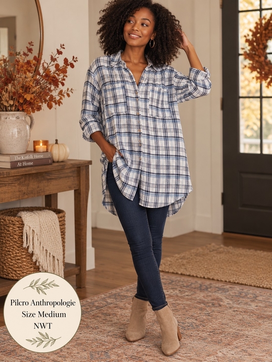 Pilcro Tops - Pilcro by Anthropologie NWT Plaid Tunic Buttondown | Size Medium